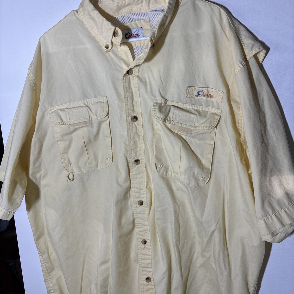 World Wide Sportsman Fishing Shirt 2XL Yellow Vented Mesh Lined Outdoor - Picture 3 of 16